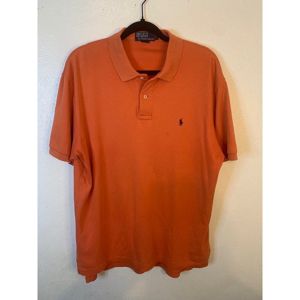 Polo Ralph Lauren Mens Orange Short Sleeve Pique Cotton Polo Shirt Size XL